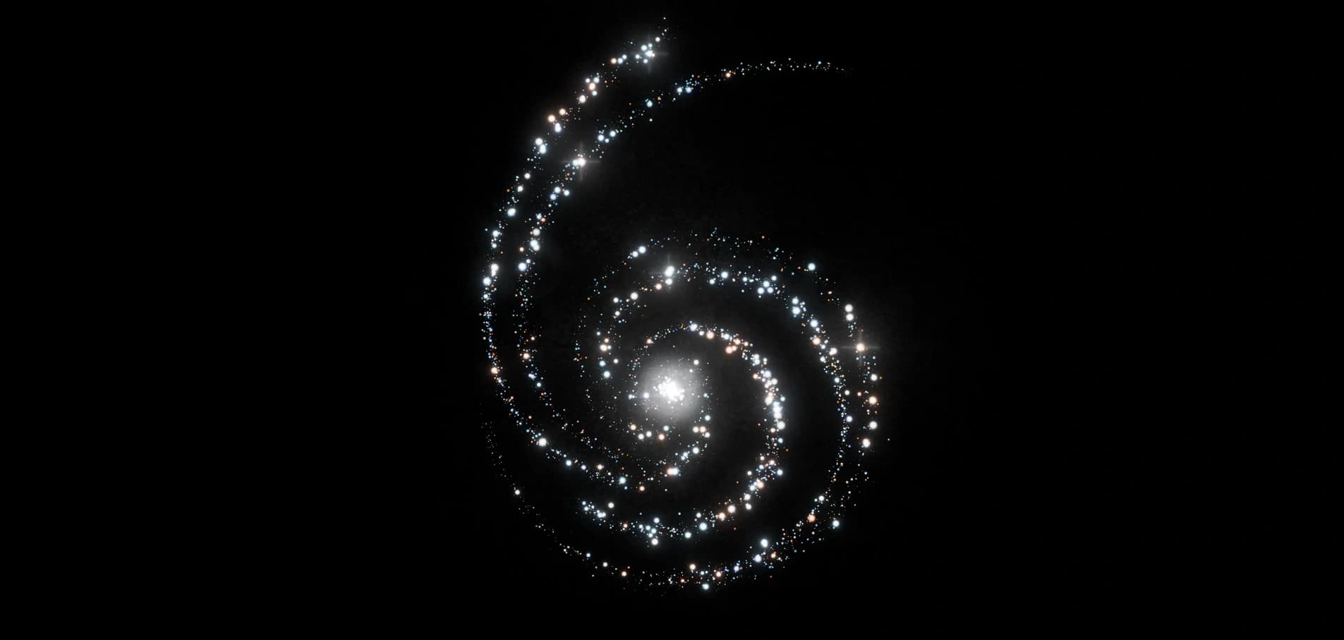 En lysande partikelspiral som formar siffran sex mot en svart bakgrund - OpenAIs officiella nyckelbild för GPT-6 Astra