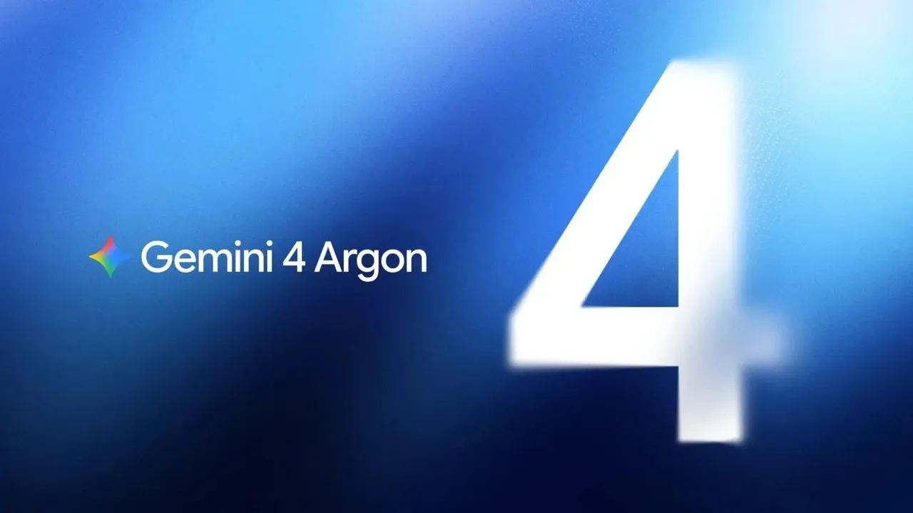 Googles presentationsbild för Gemini 4 Argon med Gemini-logotypen och en stor siffra 4 mot blå bakgrund